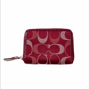 Coach Metallic Burgundy Signature Wallet